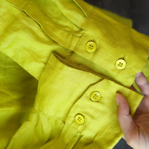 Zara Oversized Button Down 100% Linen Shirtdress Bright Green XL preppy summer - Picture 8 of 11